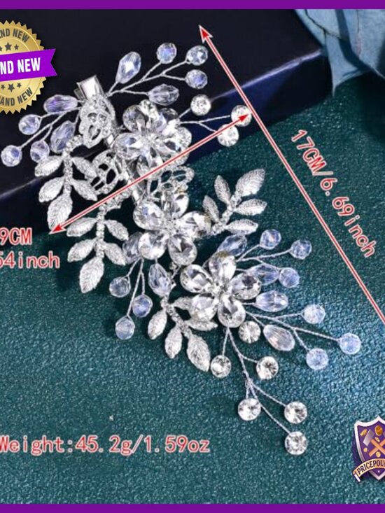 Rhinestone Wedding Hair Comb with Pearls and Crystals, Bridal Hair Accessory main image 4